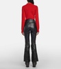 Mid-rise faux leather flared pants