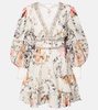 Floral linen and silk minidress