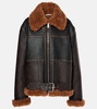 Faux shearling-trimmed biker jacket