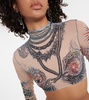 Tattoo Collection printed crop top