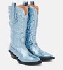 Embroidered metallic cowboy boots