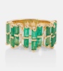 18kt gold ring with diamonds and emeralds