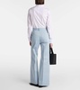 High-rise cotton-blend flared pants