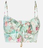 Gathered floral silk bralette 