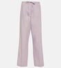 High-rise straight cotton-blend pants