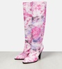 Ririo printed leather knee-high boots