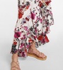 Floral ruffled silk wrap dress