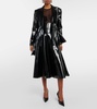 Faux patent leather midi skirt