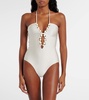 Embellished halterneck swimsuit