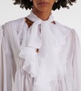 Ruffled tie-neck silk blouse 