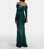 Off-shoulder sequined gown