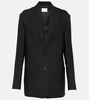 Caped single-breasted wool blazer