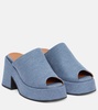 Platform denim mules