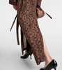 Printed silk satin trench coat