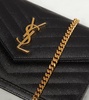 Cassandra quilted envelope leather wallet on chain