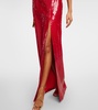 Nika sequined feather-trimmed gown