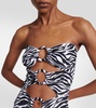 Anya zebra-print cutout swimsuit