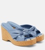 Avenue croc-effect leather wedges