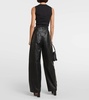 Pleated leather wide-leg pants