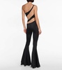 Snake paneled mesh fishtail jumpsuit