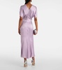 Gathered satin midi dress