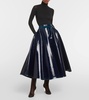 Coated wool-blend midi skirt