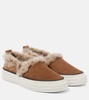 Shearling-lined suede slip-on shoes