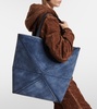 Puzzle Fold Large suede tote bag