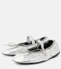 Metallic leather ballet flats