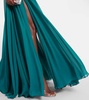 Caped silk-blend gown