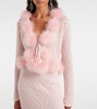 Feather-trimmed mohair and wool-blend cardigan