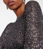 Sequined metallic knit sweater