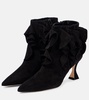 Pompa ruffled suede ankle boots