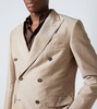 Double-breasted wool, linen, and silk suit