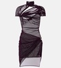 Asymmetric mesh minidress