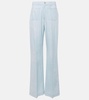 Cotton chambray wide-leg pants