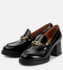 Leather loafer pumps