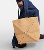 Puzzle Fold XL raffia tote bag