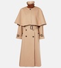 Caped cotton gabardine trench coat