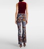 Floral velvet jacquard flared pants