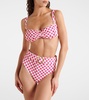 Clara polka-dot gathered bikini top