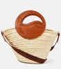 Biloumoon straw and leather basket bag