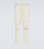 Distressed straight-leg cotton pants