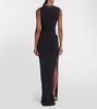 Cutout leather-trimmed gown