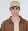 Leather-trimmed cotton baseball cap