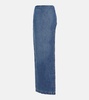 Side-slit denim maxi skirt