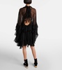 Ruffled silk chiffon minidress