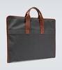 Leather-trimmed canvas garment bag