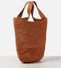 Slit Mini raffia tote bag