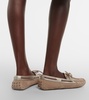 Leather-trimmed suede moccasins